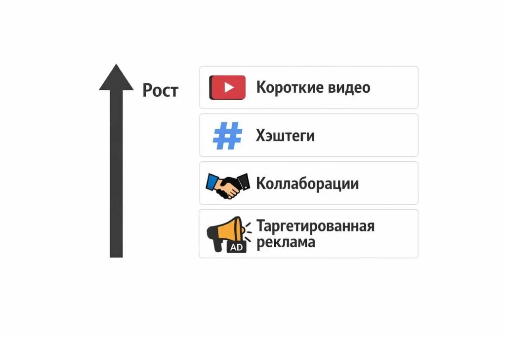Инфографика с практическими методами роста и инструментами SMM.