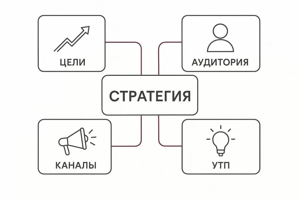 Ключевые элементы стратегии бренда: цели, аудитория, каналы коммуникации и уникальное торговое предложение (УТП). Ключевые элементы стратегии бренда: цели, аудитория, каналы коммуникации и уникальное торговое предложение (УТП).