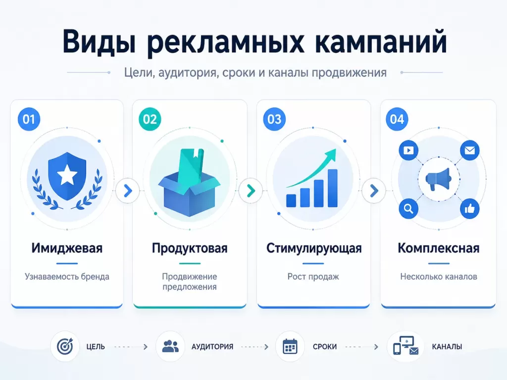 Виды рекламных кампаний по целям и каналам продвижения