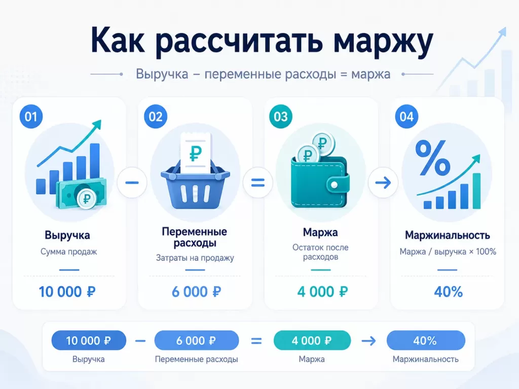 Как рассчитать маржу — формула выручка минус переменные расходы и расчёт маржинальности