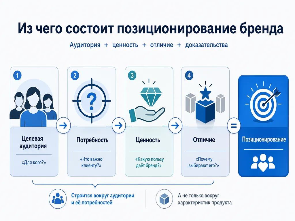 Из чего состоит позиционирование бренда: аудитория, потребность, ценность и отличие