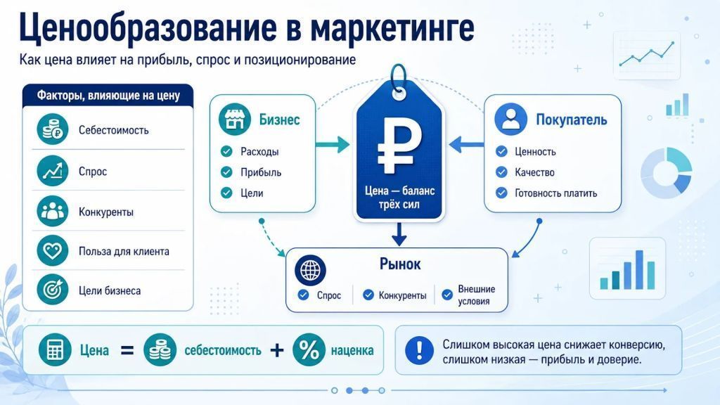Ценообразование в маркетинге как баланс интересов бизнеса, покупателя и рынка.