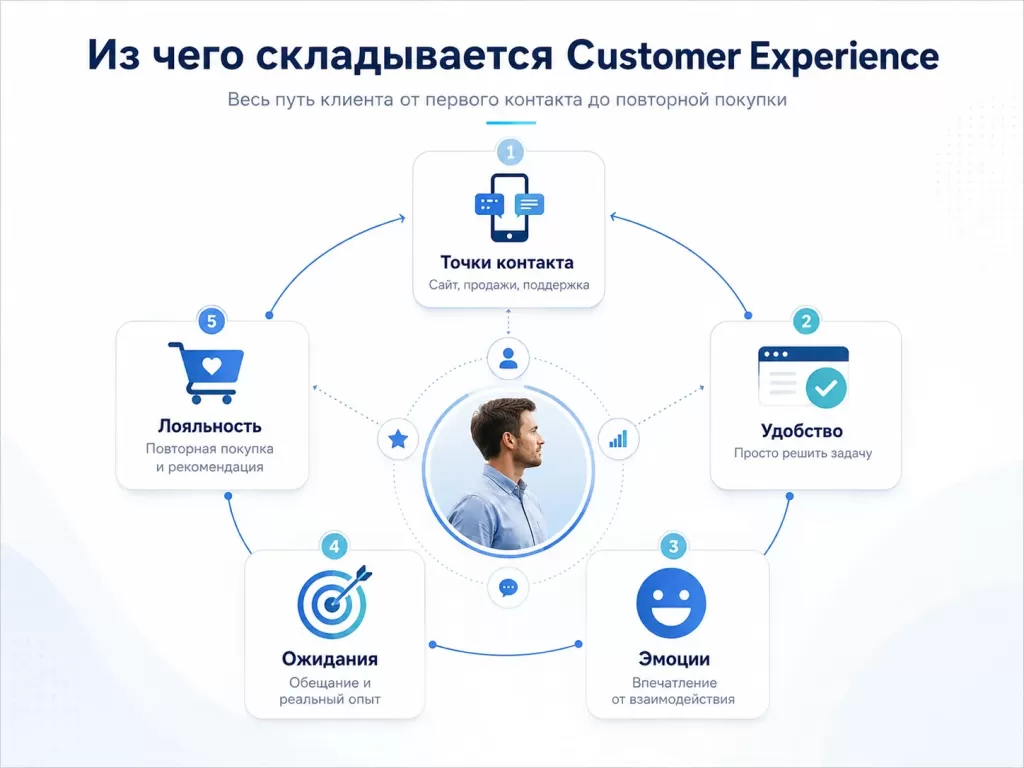 Из чего складывается Customer Experience: точки контакта, удобство, эмоции, ожидания и лояльность