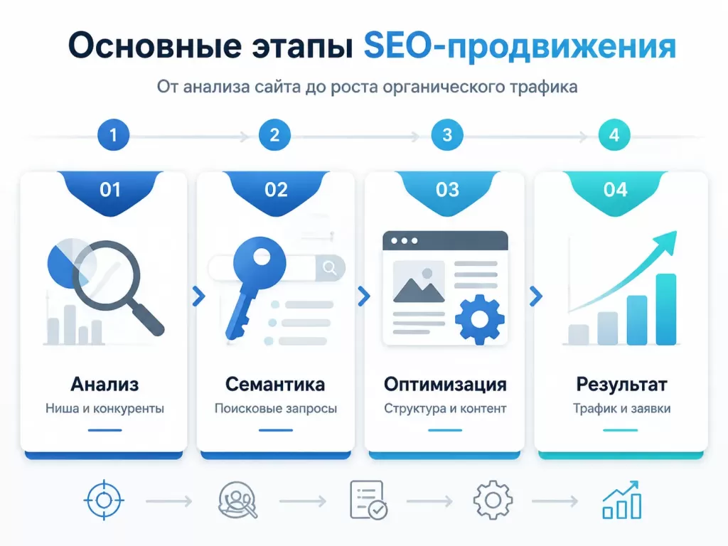 Основные этапы SEO-продвижения сайта от анализа до роста органического трафика