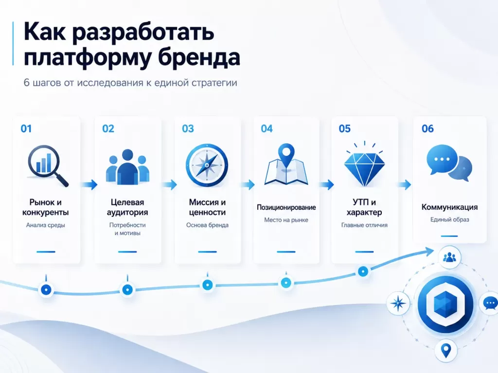 Шесть этапов разработки платформы бренда от анализа рынка до формирования коммуникации