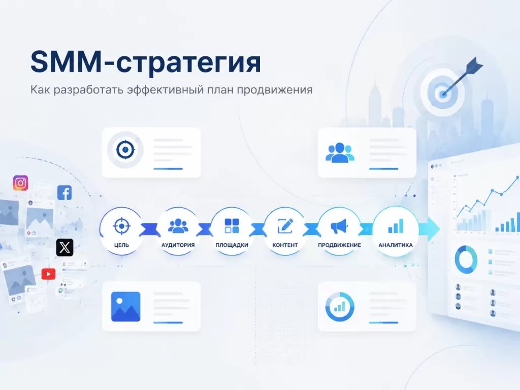 SMM-стратегия: этапы разработки от целей и анализа аудитории до контента и KPI