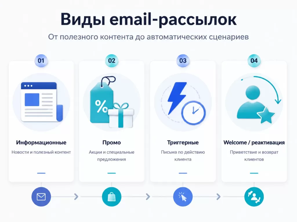 Виды email-рассылок: информационные, промо, триггерные и реактивационные