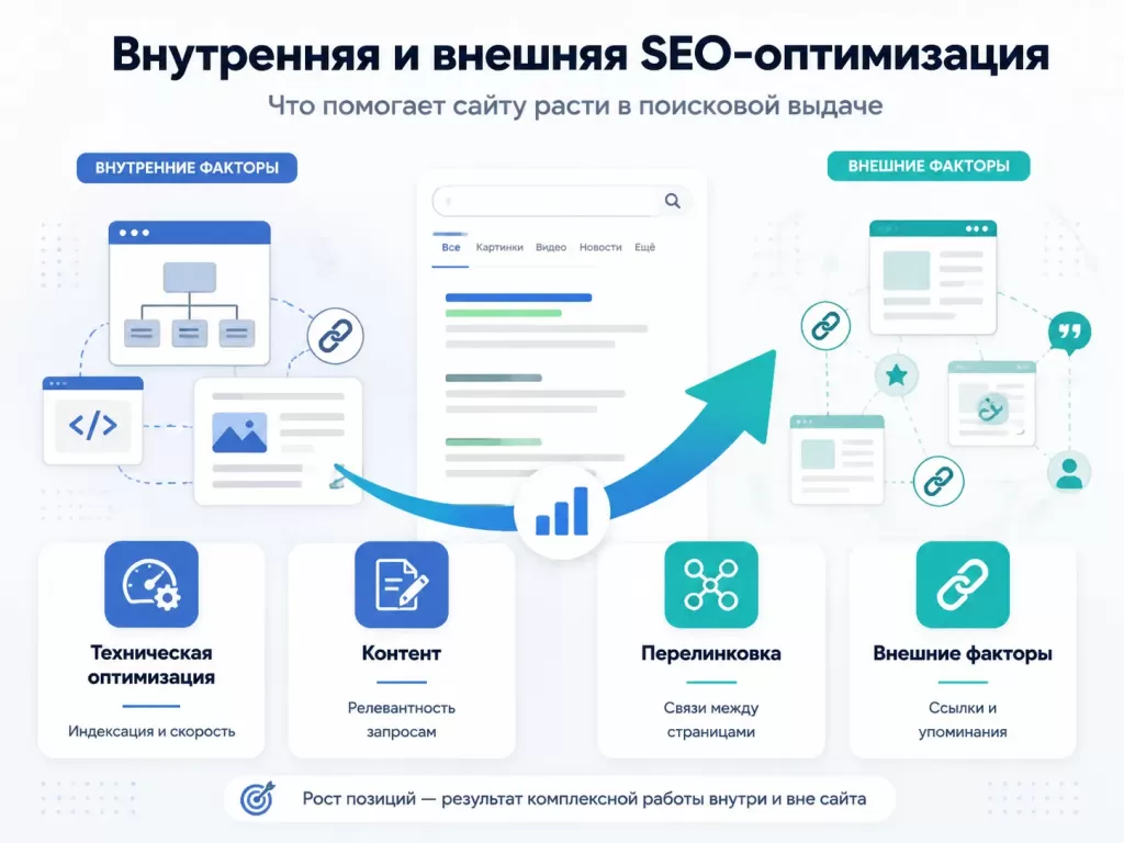 Внутренняя и внешняя SEO-оптимизация сайта: основные направления продвижения