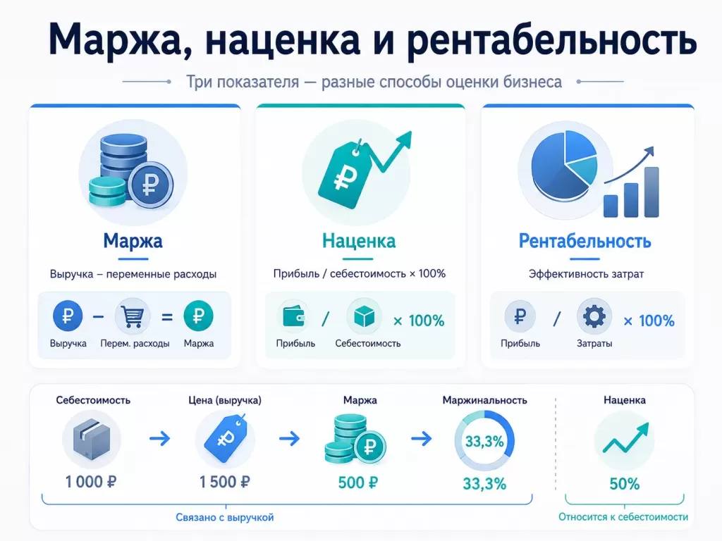 Маржа, наценка и рентабельность — сравнение показателей и формул расчёта